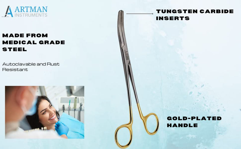Bundle of Dental Automatic Crown Remover Bridge Remover with 10 Pieces and Artman Dental Crowns Gripper Temporary Crown and Bridge Remover Large Curved Forceps Dental Clamps