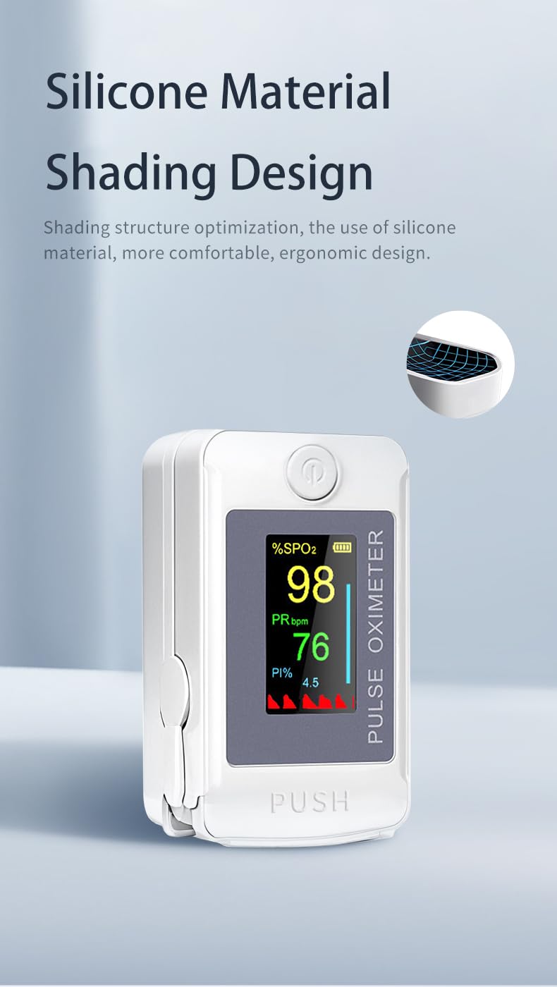 Pulse Oximeter Blood Oxygen Monitor Fingertip, Joxozp Pulse Oximeter Fingertip Checking SpO2 Level/Heart Rate/PI for Adults at Home Outdoor Sport Use