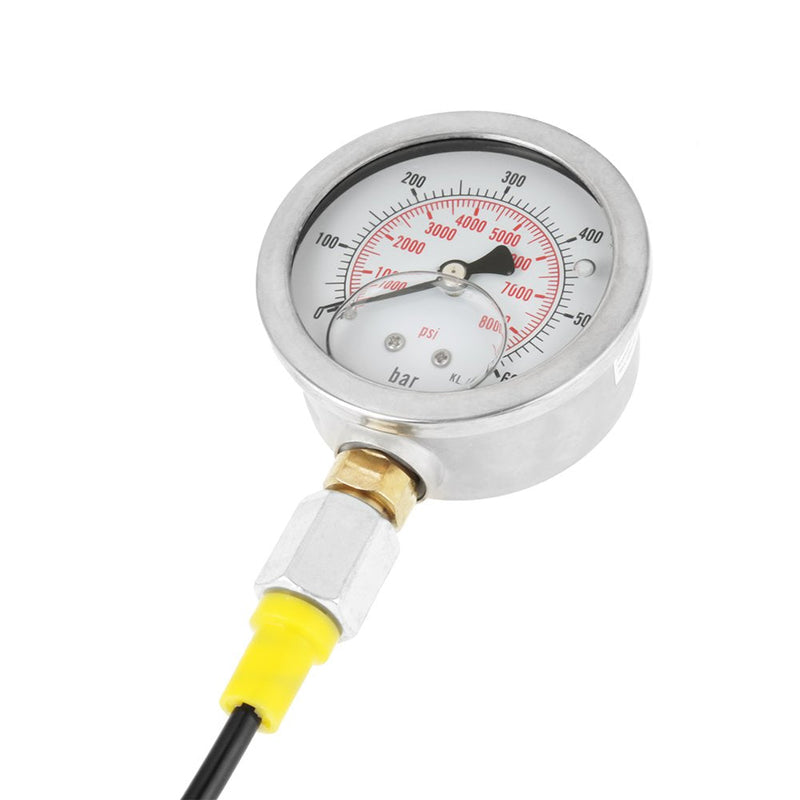 Hydraulic Hose with Gauge 0~600 BAR / 0~8500 PSI Dial Pressure Gauge with Pressure Test Hose M16*2-BSP 1/4 Thread Connector Pressure Test Kit