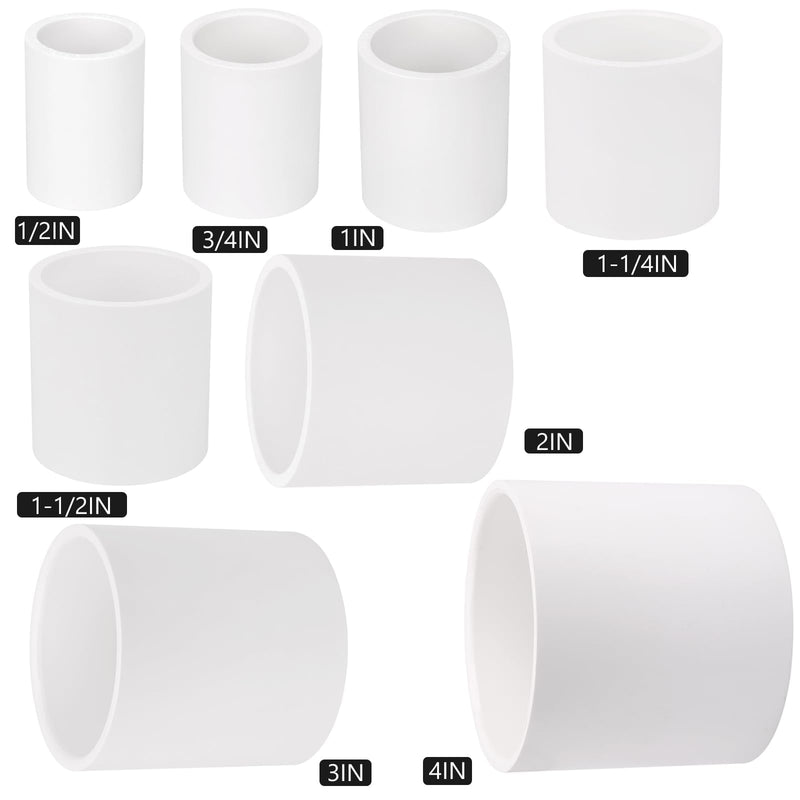 20 Pack 3/4" PVC Pipe Coupling Adapter Pipe Fittings (Socket x Socket) Contractor Pack Schedule 40 Heavy Duty 3/4 Inch PVC Slip Socket Connectors for DIY PVC Shelf Garden Support Structure, White 3/4Inch 20