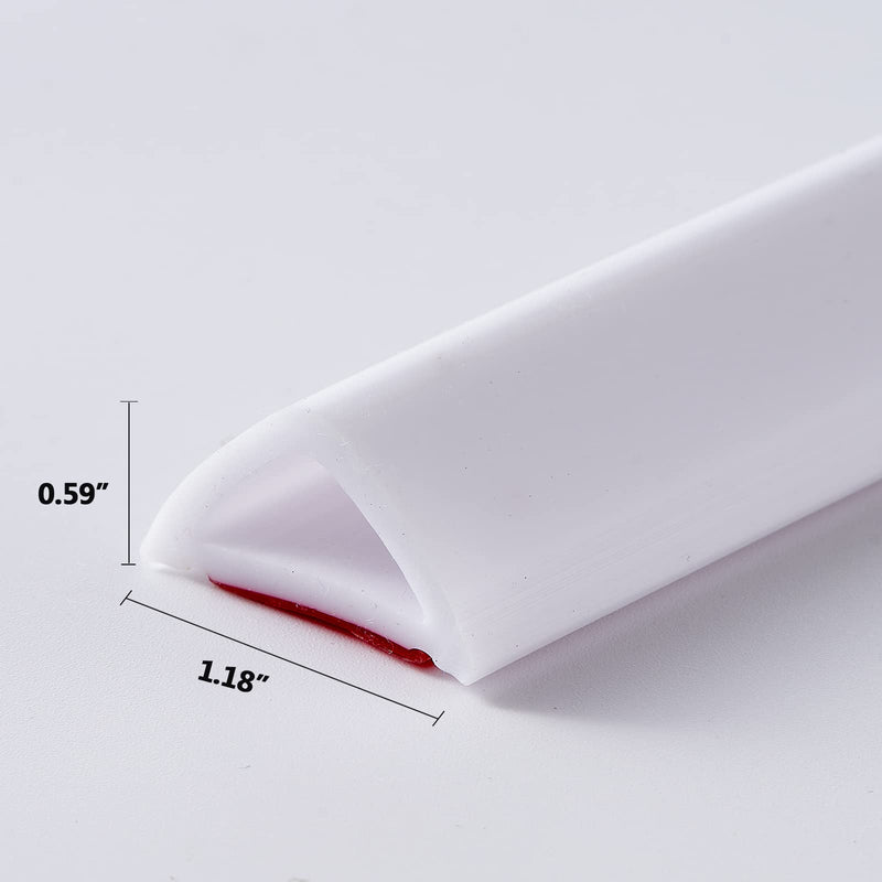 Collapsible Bathroom Corner Water Strip Dam, Water-Blocking Self-Adhesive Baffle for Suitable for The Gap Between the Shower Kitchen Countertop Sink and Cooktop (96 Inch-White) 96 Inch-White