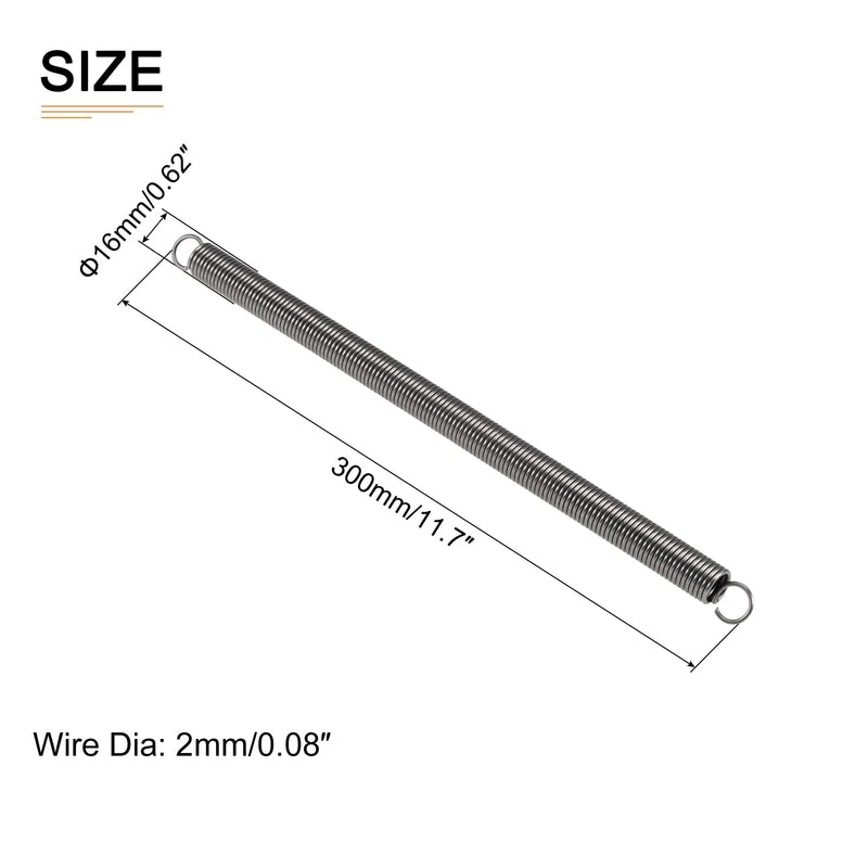 2x16x300mm(WxODxL) Extension Spring - 1Pack - Good for Home Repair Machinery - Spring Steel Extended Compressed Spring - Grey 2x16x300mm Gray
