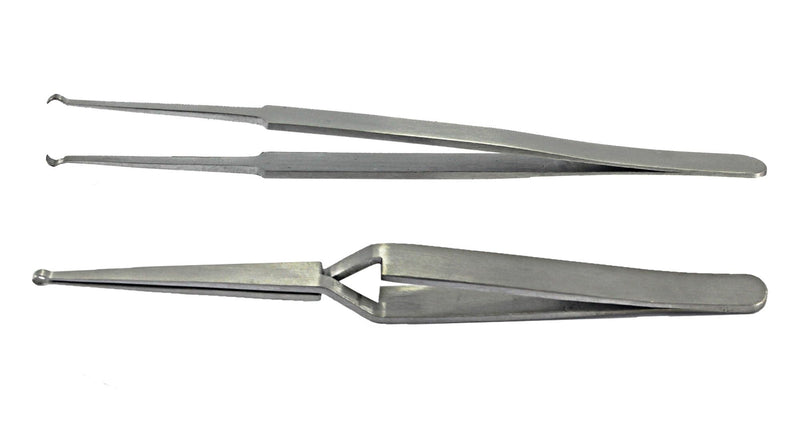 Lock Pinning Cross Locking Tweezers & Straight Round Open Slot Stainless Steel for Locksmith Pinning & Rekeying Kit Self Locking Closing Locksmith Tools Lock Pin Tumbler Tweezers(2PCS)