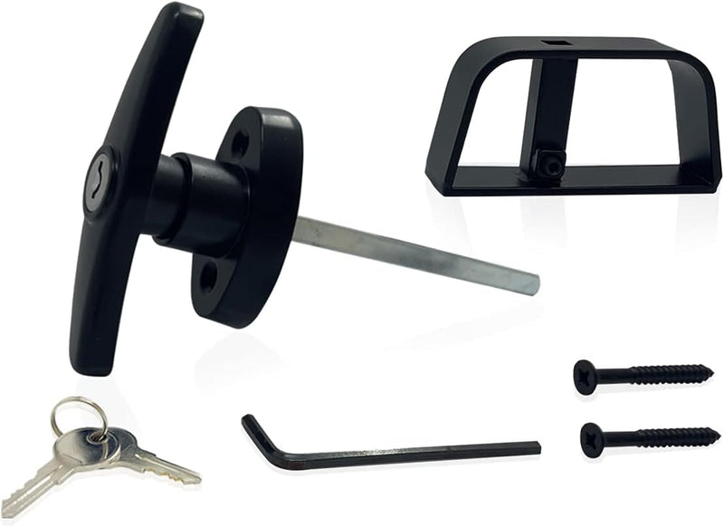T-Handle Lock Shed Door Latch Lock Kit with 2 Keys and 2 Screws, 5-1/2" Stem Barn Playhouse & Chicken Coop Door Lock