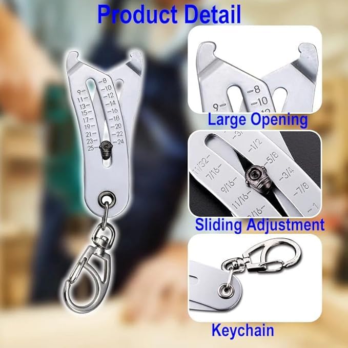 2PCS Portable Precision Thread Size Checker Keychain,Mini Bol Thead Size Finder Tool, Nut and Bolt identifier Thread Gauge Keychain for Automotive, Mechanical & DIY Use | Fast Accurate Measurement