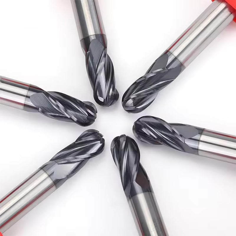 1/2" Extra Long Carbide Ball Nose End Mill for Alloy Steels/Hardened Steels, 4" Overall Length End Mill Bits, 4 Flute HRC 55 Deg AlTiN Coating, CNC Router Bits (1 Pieces) 1/2" Extra Long