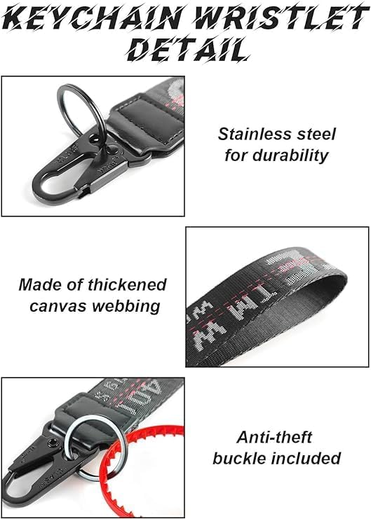 AllStyle By Patel Compatible Wristlet Strap for Key, Classic Hand Wrist Keychain Lanyard Key Chain Holder for Men and Women Nylon Black + Nylon Black 2