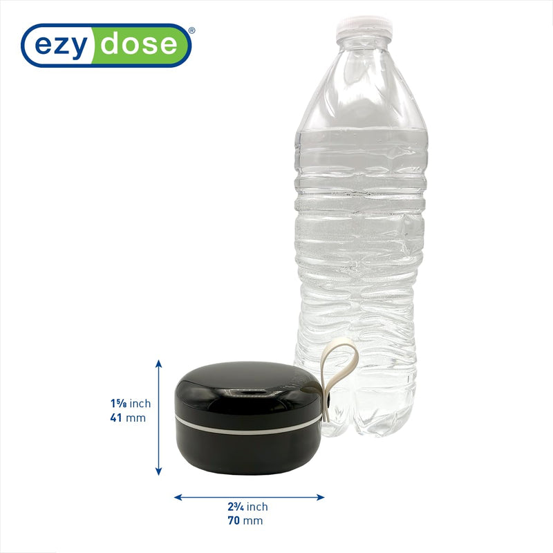 EZY DOSE Mini Vitamin Organizer, Multi Compartments, Portable and Compact Design, Easy Access Sliding Pill Dispenser, Supplement Organizer with Anti-Mix Design, Travel Friendly, Small, Black and Cream
