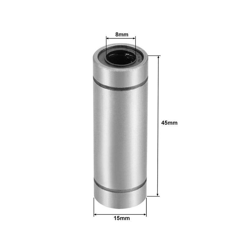 uxcell LM8UU Extra Long Linear Ball Bearings, 8mm Bore Dia, 15mm OD, 45mm Length (Pack of 4)