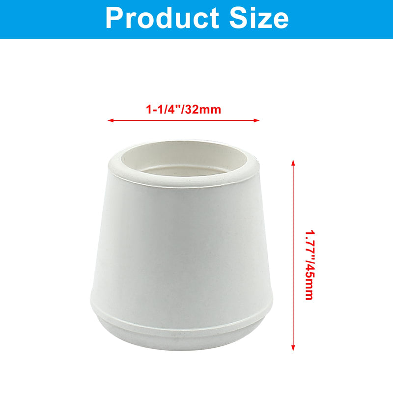 BokWin 8 Pcs Chair Leg Caps 1-1/4 Inch Rubber End Caps Non-Slip Chair Leg Tips Caps Round Furniture Leg Floor Protectors for Chair Desk Table(White) 1-1/4"-White