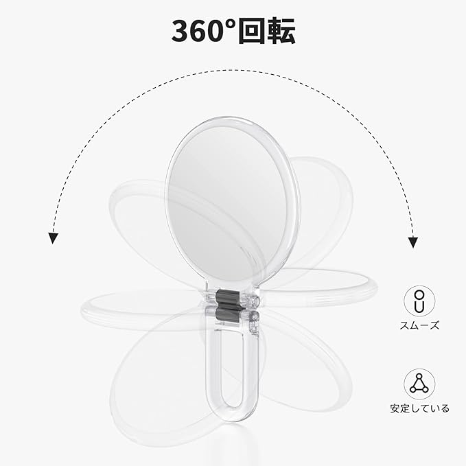 Beautifive Hand Mirror Magnifier 10x Folding Makeup Mirror with Double-Sided Handle Compact Mirror 10x and 1x Tabletop Mirror Lightweight Compact Easy to Carry Round 15CM Clear - NewNest Australia