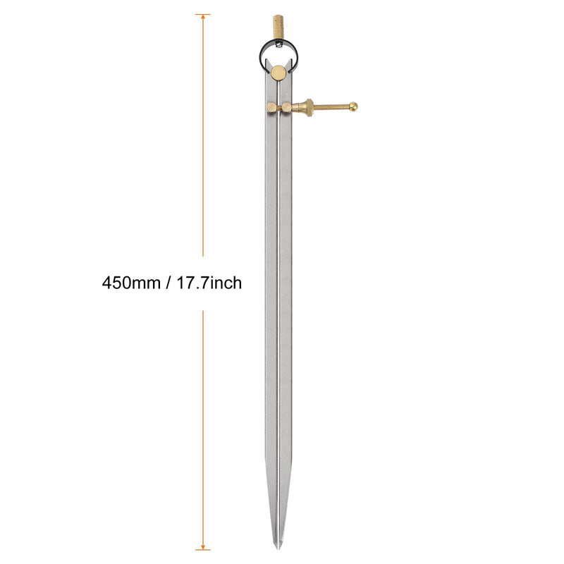 HARFINGTON Spring Joint Caliper 16 inch / 400mm Steel Spring Divider Caliper with Brass Fulcrum for Metalworking Geometry Drawing Woodworking, Flat Leg