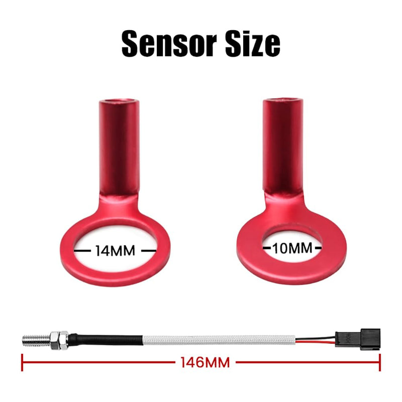 Cylinder Head Temperature Meter Engine Temperature Gauge with 10mm 14mm Probe Sensor Adapter (Blue,14mm) Blue