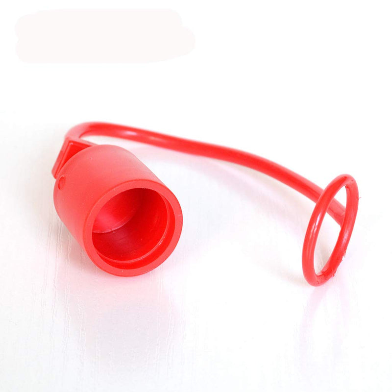 2sets ISO5765-1/4" Hydraulic Coupler Dust Cap,2 Dust Caps + 2 Plugs | Fits Sub-Compact Tractor Male + Female Hydraulic Quick connectors, Red Cap with Retention Ring Keeps Cap Attached to Hose 2 sets ISO5765-1/4"
