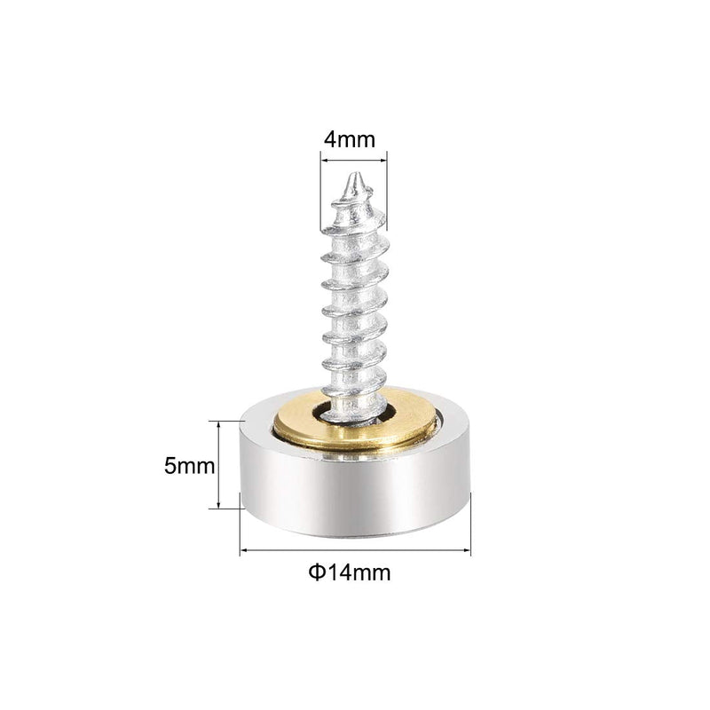 uxcell Mirror Screws Decorative Caps Cover Nails Brushed Stainless Steel 14mm 8pcs 14 mm