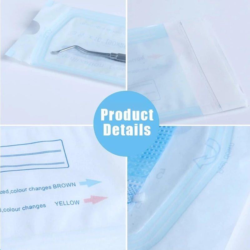 Yuelong 200PCS Self Sealing Sterilization Pouch Bags 2.25" x 5" Autoclave Sterilizer Bags Pouch for Nail Tools Grade Paper Disposable Dental Tattoo Accessories Tool Storage Bag 2.25" x 5"