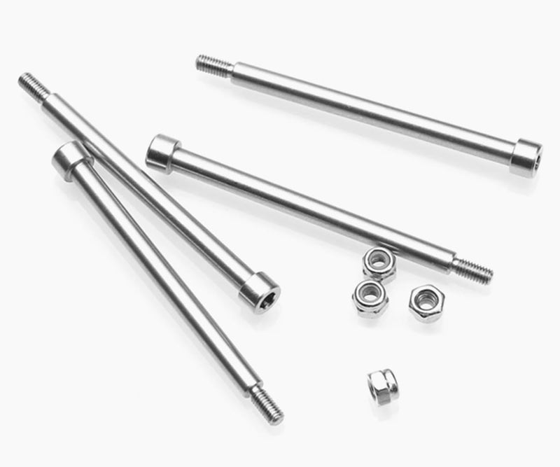 4Pcs Steel 4X56mm Threaded Hinge Pins A-arm Pins 70510 & M3 Nut for 1/5 X-Maxx XMAXX RC Car Upgrades Part (Silver