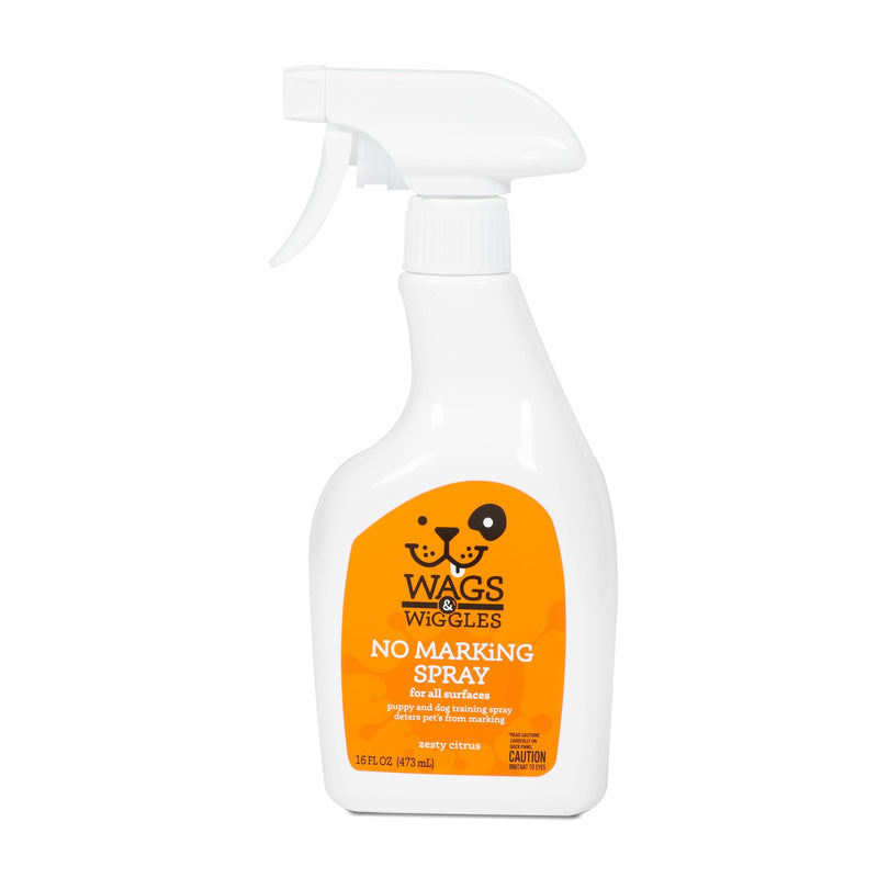 Wags and Wiggles No Marking Deterrent Training Spray for Dogs - Indoor Dog Pee Repellent, Anti-Marking Behavior Correction Spray for Puppies and Adult Dogs, 16 Fl Oz Citrus Zesty 16 Fl Oz (Pack of 1)