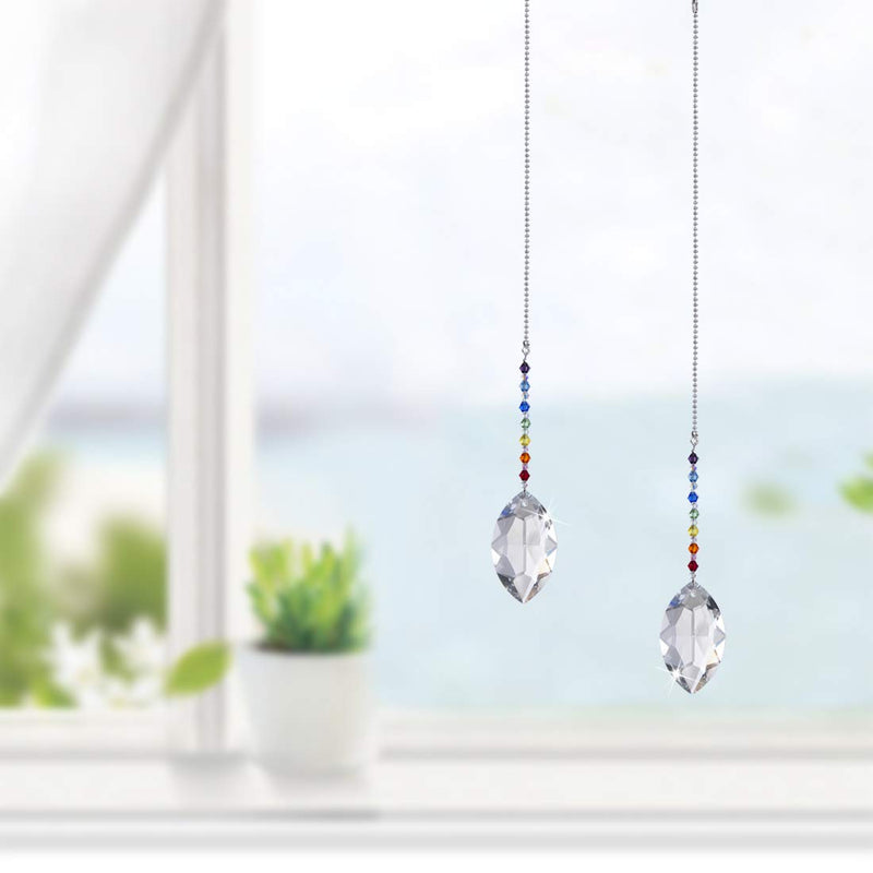 Crystal Ceiling Fan Pull Chains Chakra Hanging Pendants Prism Suncatcher, Pack of 2 (50mm Horse Eye) 38mm Horse Eye