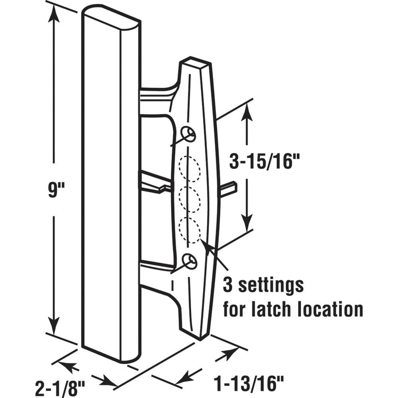 Prime-Line C 12808 Mortise Style Sliding Patio Door Handle Set - Replace Old or Damaged Door Handles, Black Diecast, Non-Keyed, Fits 3-15/16 in. Hole Spacing (1 Set)