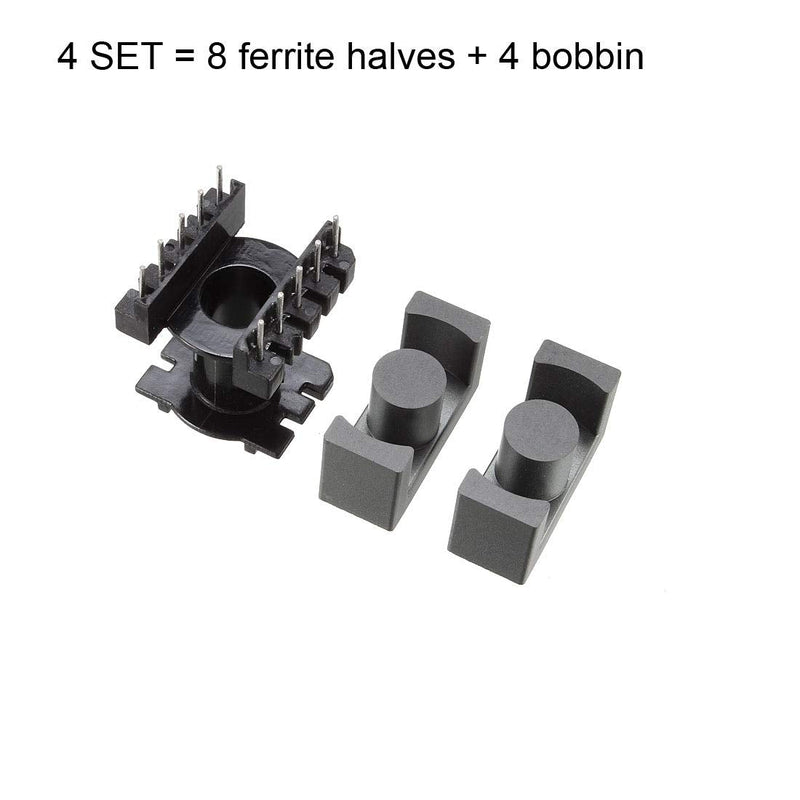 uxcell 4 Sets EC28 5 with 5pin Transformer Bobbin PC40 Ferrite Core Vertical 8 Ferrite Halves and 4 Bobbin