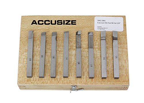 Accusize Industrial Tools 1/4'' 8 Pc H.S.S. Tool Bit Set, Pre-Ground for Turning and Facing Work, 2662-2001 1/4 in - NewNest Australia
