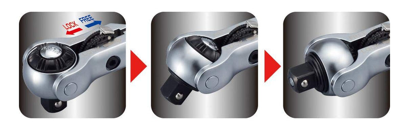 TONE Short Swivel Ratchet Handle (Socket Hold Type) RH3VHS 3/8" Inch Drive RH3VHS:差込角:9.5mm(3/8")