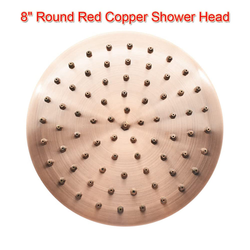 Shower Head High Pressure Rain Showerhead 8" inch Round Antique Red Copper Brass Luxury Design Adjustable Replacement For Bathroom Shower Heads