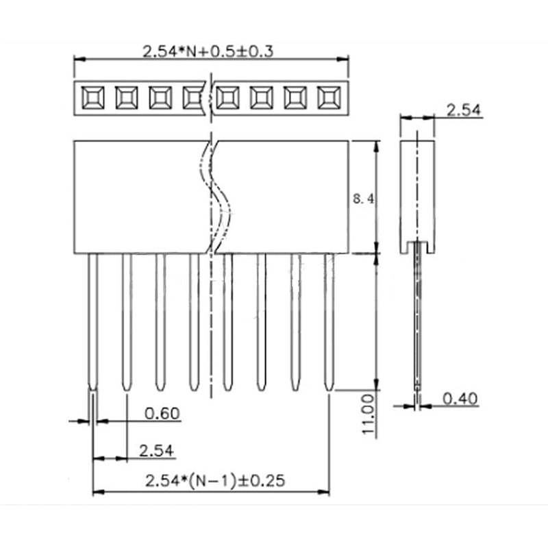 1x40 0.1 Inch Pitch Bread Board PCB Connector Extra Tall Female Stacking Header，Needle Length 0.43in(Pack of 10) 1x40pin