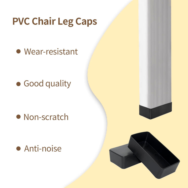 Flyshop 4PCS Flexible PVC Chair Leg Caps Floor Protectors Furniture Leg Tip Covers, Rectangle, Black, 2" x 4", 50 x 100 mm 2"x4" (50x100mm)