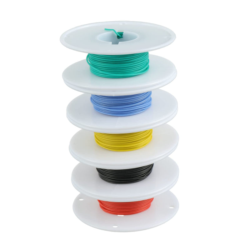 BOJACK 30 AWG Flexible Silicone Wire Electric Wire Hook up Wire Kit 300V Cables with Plus 20 φ2mm Heat Shrink Tubings and a Mini Wire Stripper(5 Colors 32.81Ft Each Color, 30AWG) 30 AWG Silikondraht
