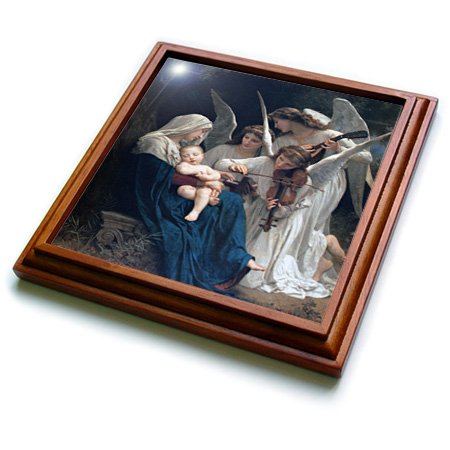 3dRose Song of The Angels, Adolphe William Biographic Playing for Baby Jesus Trivet with Ceramic Tile, 8 by 8", Brown