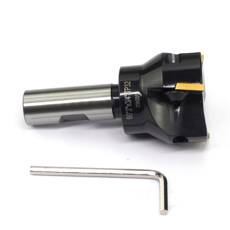 2" Indexable End Mill OSCARBIDE 3/4" Shank 3-3/4" 3 Flutes 90° TP32 | 3 TPCN32PDTR/TPG32 Inserts | For Steel, Stainless, Cast Iron & Aluminum | Rigid Steel Body | Smooth Finish | Long-Lasting