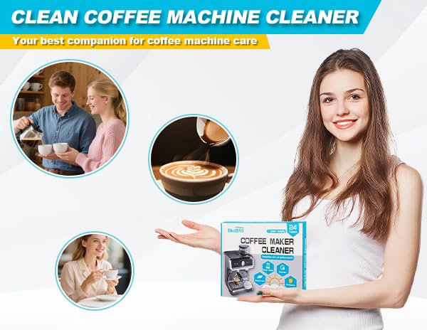 Coffee Machine Cleaner & Descaler Tablets – 24 Count Coffee Maker Cleaning Tablets for Espresso & Drip Machines, Compatible with Keurig, Nespresso, Breville & More