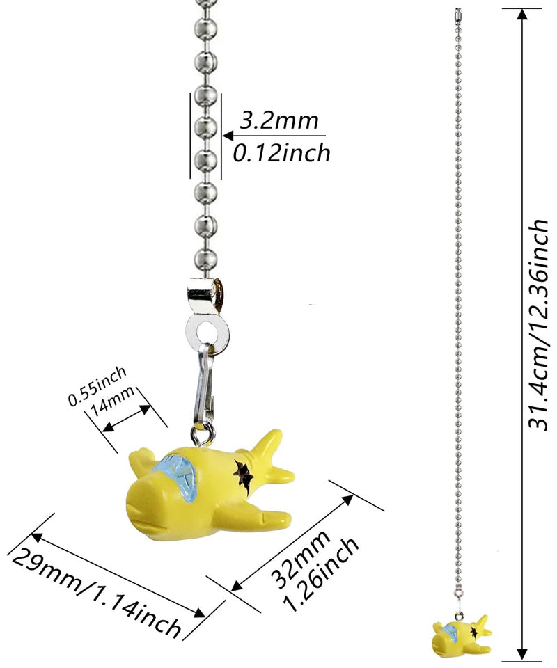Ceiling Fan Pull Chain Set, 12 Inch Airplane Ceiling Fan Pull Chain Extender with Ball Chain Connector, Pull Chains for Ceiling Fans and Lights, Decorative Fan Pull Chain Pendant Extension