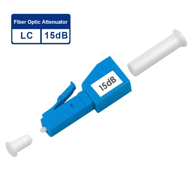 FLYPROFiber- 15dB LC Attenuator LC/UPC SM Single Mode Fixed Optical Attenuator, Male-Female, 2pack 15db/LC 2