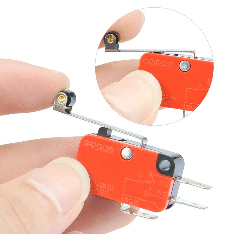 6Pcs V-156-1C25 Micro Limit Switch with Hinge Roller Momentary SPDT Snap Action for Arduino CYT1046