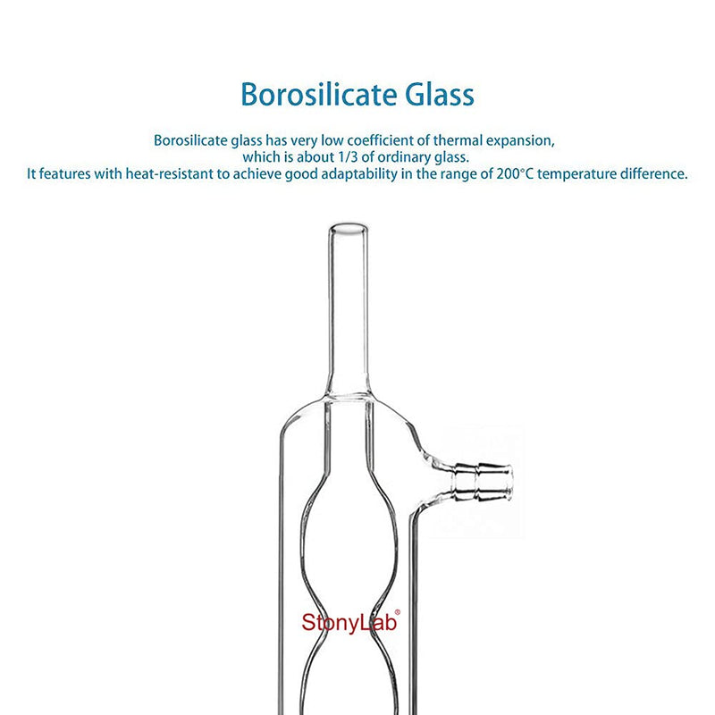 stonylab Allihn Condenser Reflux for Soxhlet Extractor, Borosilicate Glass Allihn Condenser with 45/40 Joint 250 mm Jacket Length Lab Glass Condenser (45/40 Joint)
