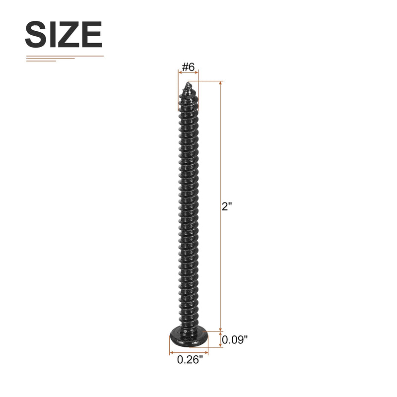 #6x2" Phillips Pan Head Self-Tapping Screw - 100Pack - Black Oxide 304 Stainless Steel Sheet Metal Screws Wood Screws #6x2" - NewNest Australia