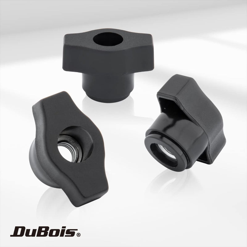 DuBois 5/16"-18 Wing Knobs 10 Pack, Clamping Knobs with Steel Insert for T Track Bolts, Thumb Screw Threaded Knobs for T Track Accessories, Feather Boards, Woodworking Jigs and Fixtures (51004) 7/8" Depth 5/16-18 Thru Hole Black