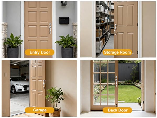 Probrico Brushed Nickel Front Door Handleset,Exterior Front Door Handle with Interior Door Knob, Front Door Knob Reversible for Right and Left Handed,1 Pack 1