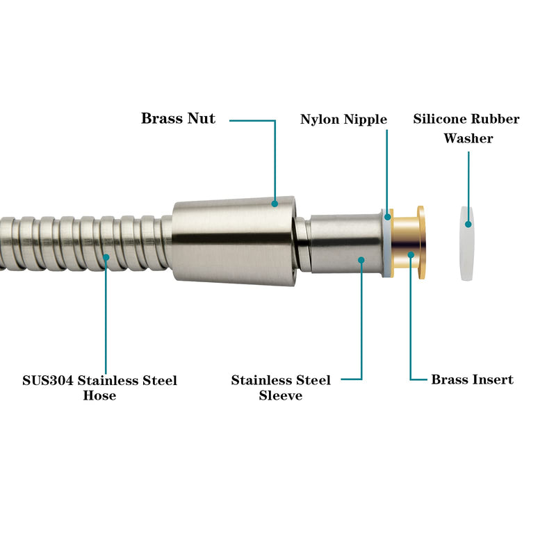 BRIGHT SHOWERS Shower Hose For Hand Held Shower Heads, 79 Inches Cord Extra Long Stainless Steel Hand Shower Hose, Ultra-Flexible Replacement Part with Brass Insert, Brushed Nickel 79 Inch - NewNest Australia