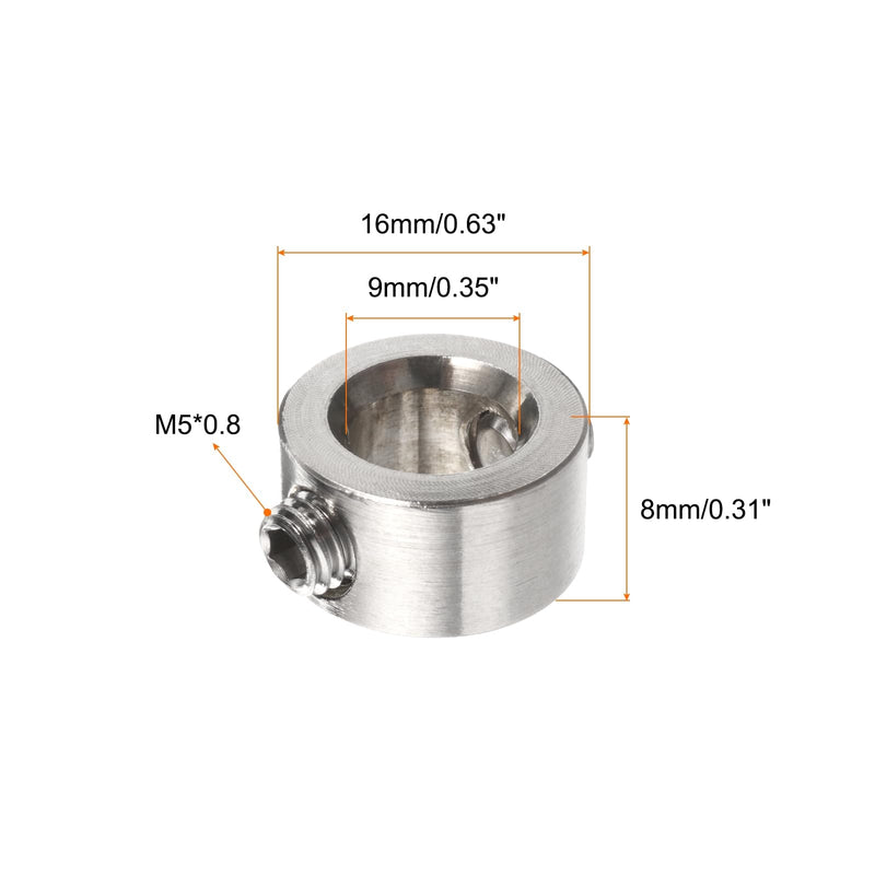 HARFINGTON 4pcs 9mm Drill Stop Collar Set Depth Stop, Adjustable Stainless Steel Drilling Limit Ring, Anodizing Surface Dowel Shaft Chuck Positioner with Hex Wrench, Silver
