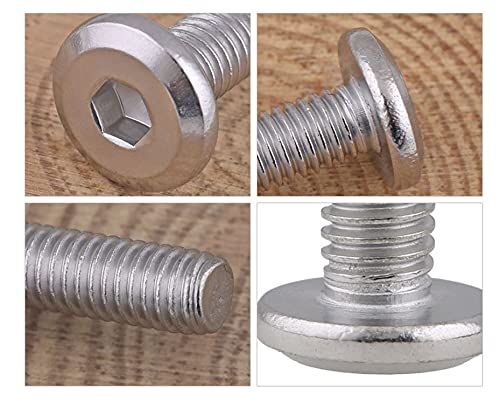 binifiMux 10pcs M6 x 40mm Flat Socket Cap Allen Bolts Rivet Screws Connecting for Furniture 304 Stainless Steel