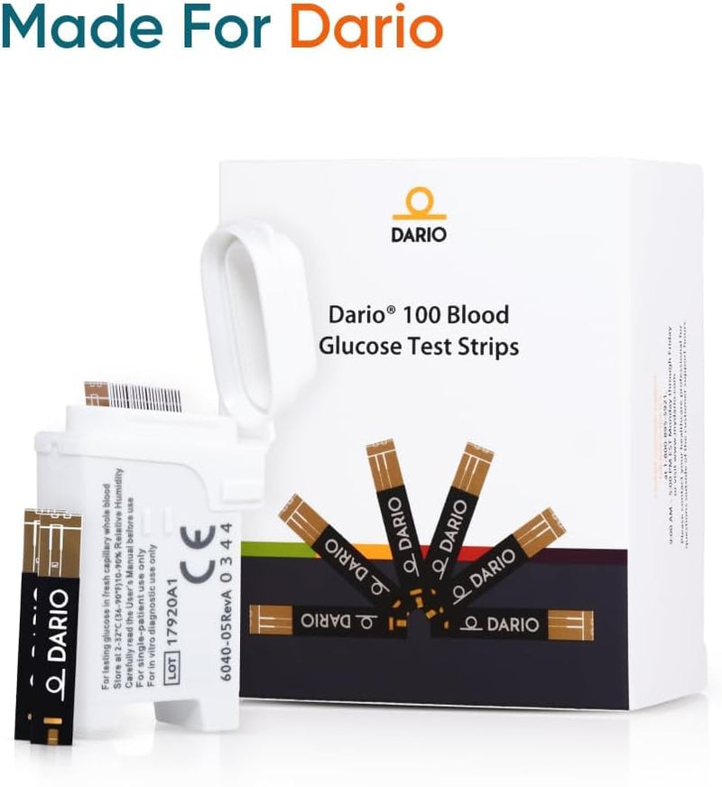 Dario 100 Blood Glucose Test Strips - Only works with Dario Monitor (25 Pack x 4)