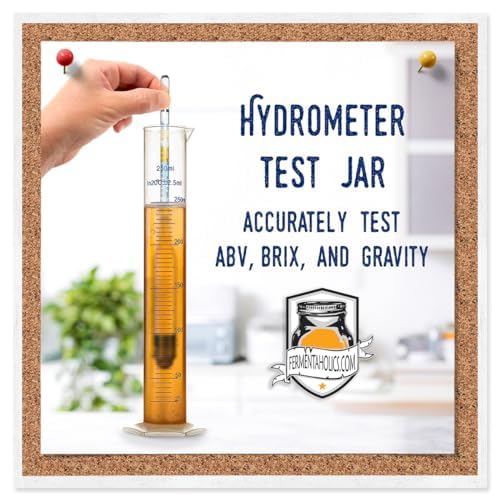 Fermentaholics Hydrometer Test Jar & Measuring Cylinder - Test Homebrewed Beer, Wine, Mead, Cider, & Fermented Beverages – Easy to Use & Read - 250 ML - Heat Resistant Up to 121° Celsius