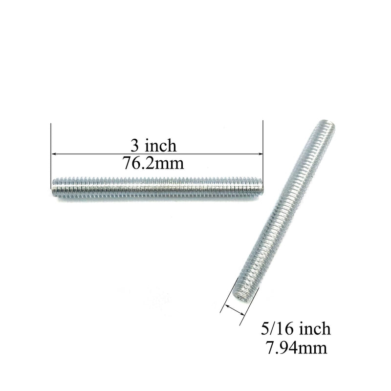 8pcs Silver Zinc Fully All Threaded Rod Carbon Steel Long Thread Screw 5/16x3" for Furniture Garden Railing Mounting Assembly Fastening Steel Frame Connection Full Thread Rod for Furniture Silver-Zinc 5/16x3 Inch-8P