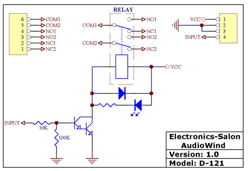 ELECTRONICS-SALON DPDT Signal Relay Module, 12Vdc, RY12W-K Relay. Has Assembled. DC 12V