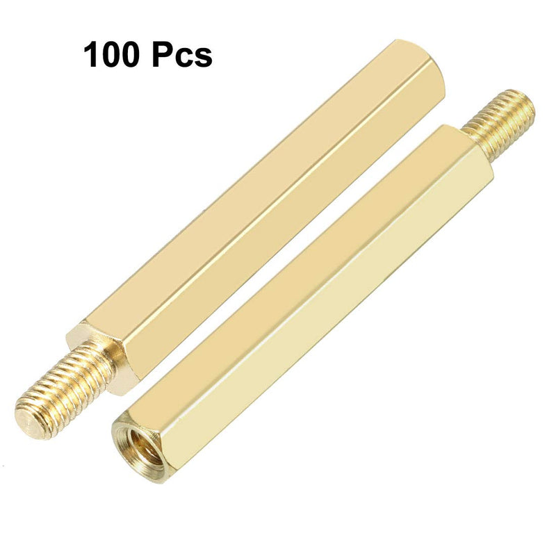 uxcell 100pcs M3 30+6mm Female Male Thread Brass Hex Standoff Spacer Screws PCB Pillar