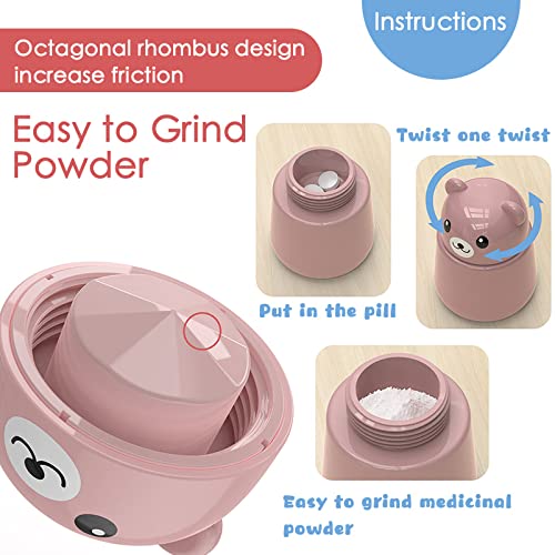 2 Pack Pill Crusher and Cutter, Pill Grinder for Vitamins Tablets with Cleaning Brush and Durable Pill Cutter (Pink) Pink